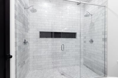 Walk-in Shower Featuring Large Format Tiles