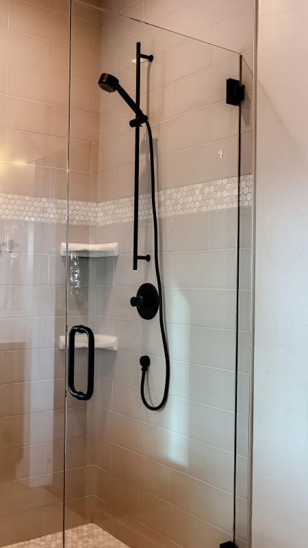 Open Concept Shower with Black Frame